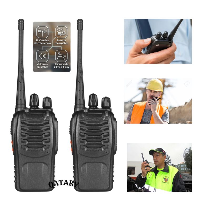 Dúo Walkie Talkie 888S Profesional - 16 Canales UHF con Linterna y Base de Carga