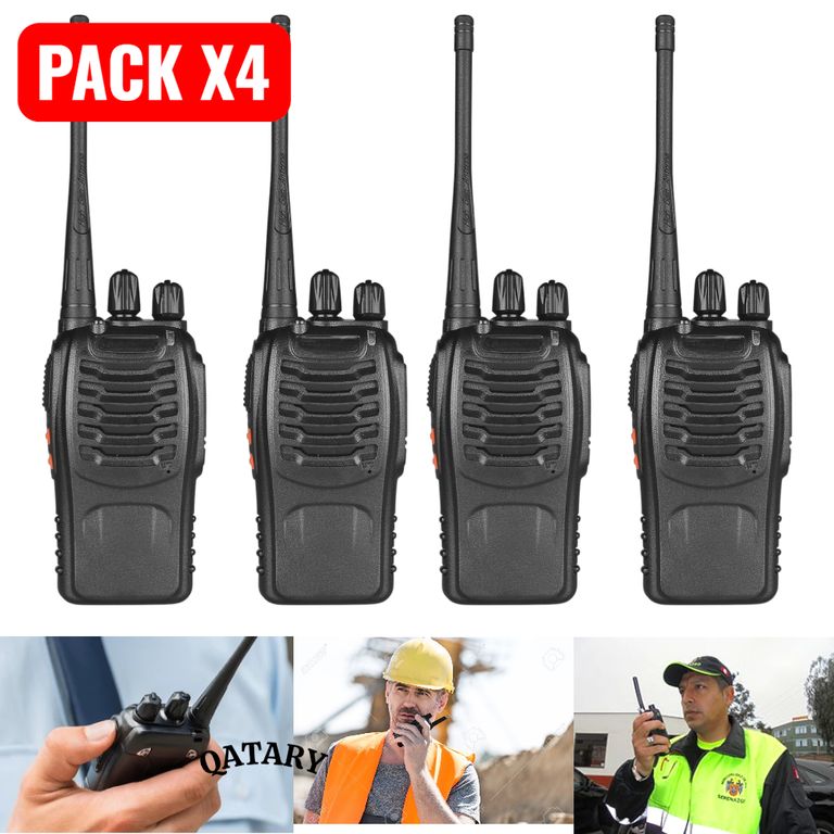 X4 Walkie Talkie 888S Profesional - 16 Canales UHF con Linterna y Base de Carga