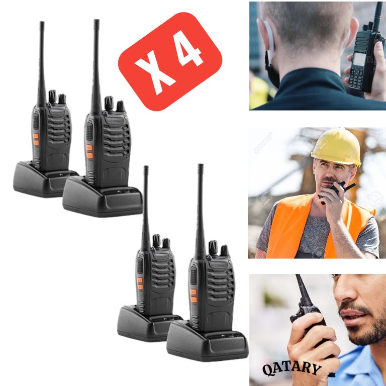 4Radios de Walkie Talkies 888S Alta Potencia - Radio Transceptor 16 Canales UHF Negro