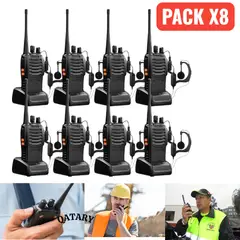 OEM - Pack 8 Radios de Comunicación 888S - Alcance 5KM para Seguridad, Eventos y Logística