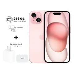 APPLE - Iphone 15 256gb Rosado Pink + Kit de carga. Reacondicionado A2846