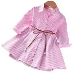 GENERICO - Vestido Rayas Rosadas y Blancas