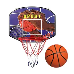 GENERICO - TABLERO DE BÁSQUET PARA PARED MÁS ARO, RED Y PELOTA OFICIAL TALLA 7 RECREATIVO