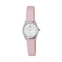 Q&Q - Reloj para Mujer de Cuero Rosado - Resistente al Agua - Ideal para Regalo Uso Casual Elegante