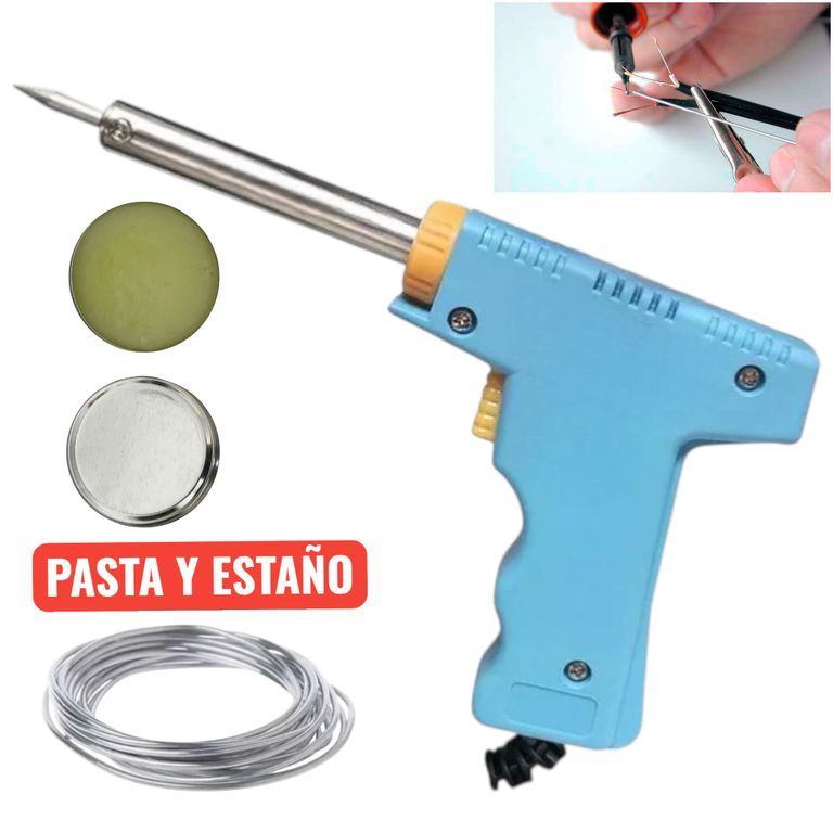 Cautín Pistola 30-70W con 2 Metros de Estaño y Pasta Flux