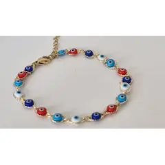 GENERICO - Pulsera Ojos Turcos de Colores y Acero