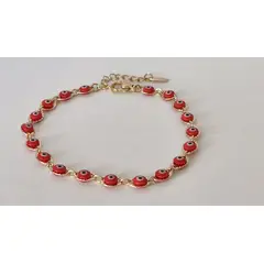 GENERICO - Pulsera Ojos Turcos Rojos y Acero