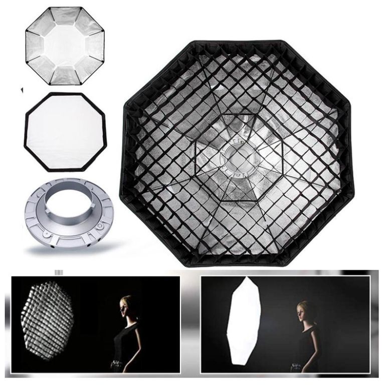 Softbox octagonal 95cm Montura Bowens + Rejilla Grilla Flash Estudio