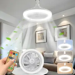 GENERICO - FOCO VENTILADOR 360° LUZ LED CONTROL REMOTO AHORRO ENERGÍA