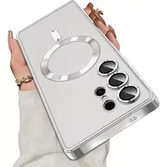 GENERICO - Case Samsung Galaxy S25 Ultra Protector Camara Transparente Magnetico Plata