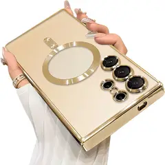 GENERICO - Case Samsung Galaxy S24 Ultra Protector Camara Transparente Magnetico Dorado