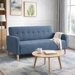 ARTSOFA - Sofá Dos Cuerpos Aurora Azul Acero Antifluido + Obsequio