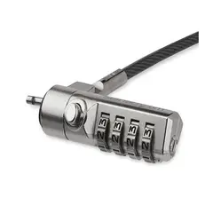 STARTECH - Cable antirrobo de 2m con candado de combinación de 4 dígitos para laptops y moni