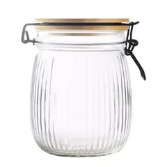 GENERICO - Canister 750ml Frasco hermético de vidrio con tapa de bambú