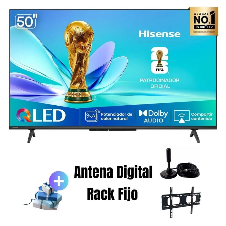Televisor QLED 50 FHD VIDAA 50Q4SV + Antena + Rack Fijo