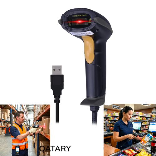 Lector de Código de Barras Alámbrico Ergonómico para Inventario y Comercio