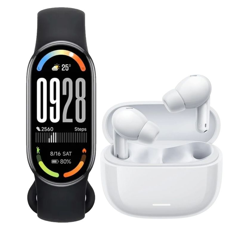SmartBand 10 Negro + Buds 8 Lite Blanco