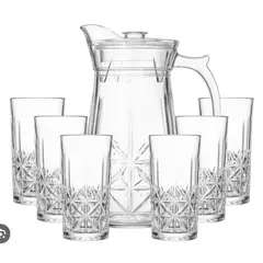 GENERICO - Juego de Jarra de Vidrio y Vasos con diseños