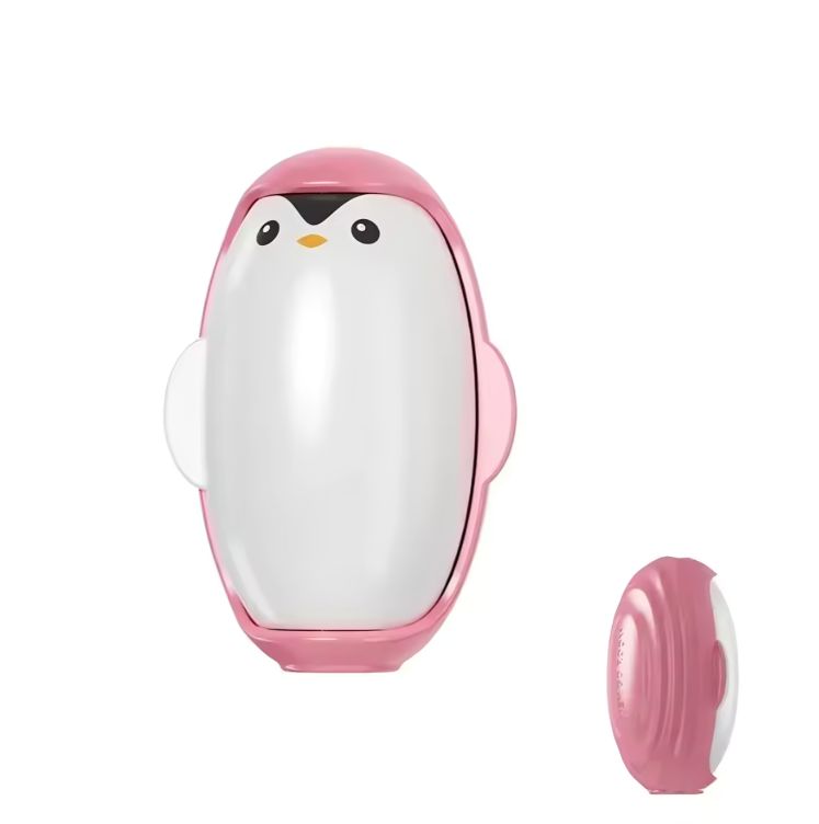 Quita pelusas de pingüino tipo rodillo lavable reutilizable con fuerte adhesivo - Rosado