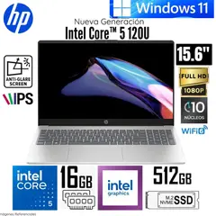 HP - Laptop 15-FD0260LA Intel Core 5 120U 16GB RAM 512GB SSD 15.6" FHD - Dorado Cálido