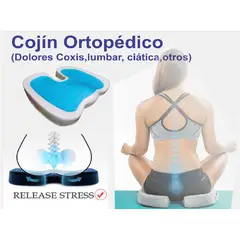GENERICO - Cojin asiento coxis Con Gel Frio + Funda MEMORY FOAM