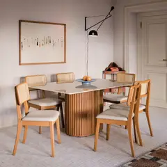 PAZART MUEBLES - COMEDOR 6 SILLAS LIVING 1.6 VIDRIO RATTAN