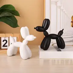 GENERICO - Perrito Globo de Resina 9 cm – Escultura Moderna Minimalista Negro