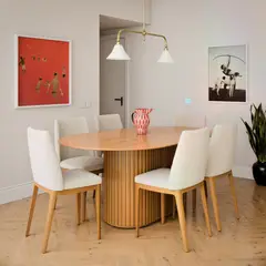 PAZART MUEBLES - COMEDOR 6 SILLAS OVAL 1.8 Y SILLAS CITY BOUCLE BEIGE