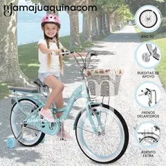 VELOX - Bicicleta Campera para Niña Aro 20 «BETTY» con Canasta Turquesa