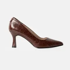 GINO BIGIONI - Stiletto de Mujer DG-22402 Cuero Grabado Color Chocolate