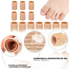 GENERICO - PACK 5 Separadores Dedos Tubo Gel Para Manicura Pedicura Mano Pie Beige Rayas