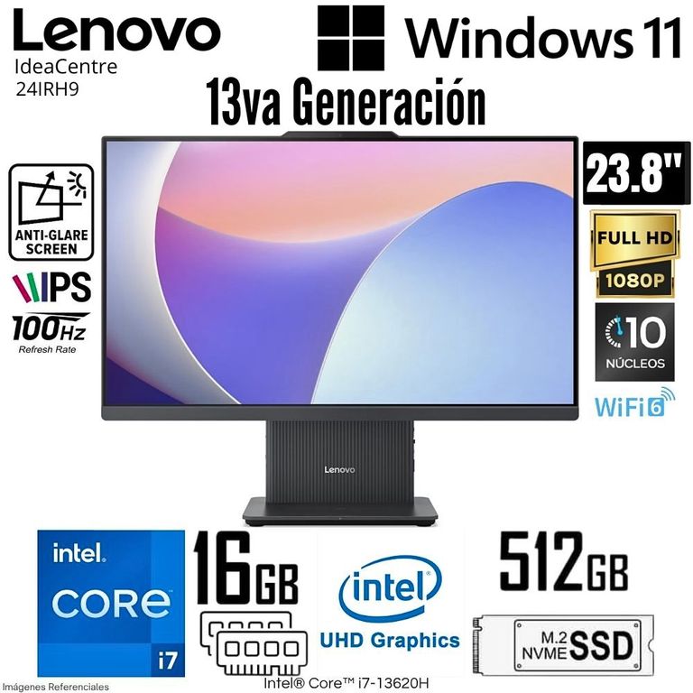 All in One Ideacentre 24IRH9 Intel Core i7-13620H 16GB RAM 512GB SSD 23.8" FHD - Luna Grey