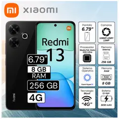 XIAOMI - Celular Redmi 13 8GB RAM 256GB 6,79" Pulg. HyperOS - Negro Medianoche