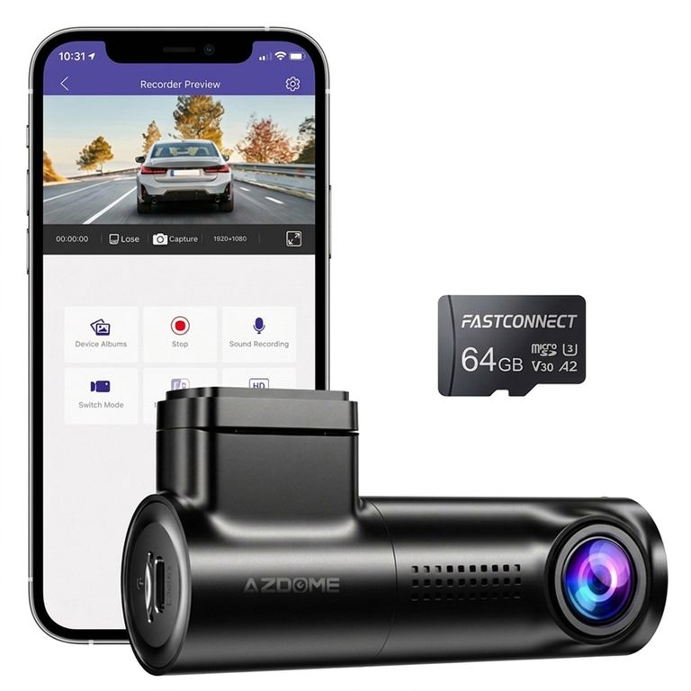 CAMARA PARA AUTOS DASHCAM AZDOME M330 1080P WiFi + Micro SD 64GB