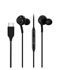 GENERICO - Audífono Alámbrico Entrada Tipo C Con Regulador De Volumen Negro