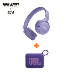 JBL - Super Pack de Audio Tune 520bt hasta 57 hras + Go4 IP67 – Púrpura