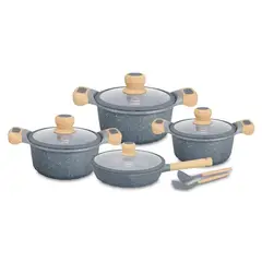 VALESKA - Juego de Ollas Roca Volcánica 10pzs Gris