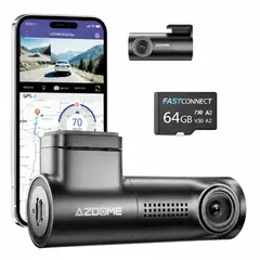 GENERICO - CAMARA PARA AUTOS DASHCAM 4K AZDOME M330 MAX Frontal + Trasera GPS WiFi Dual Band + Micro SD 64GB