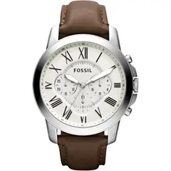 FOSSIL - RELOJ GRANT PARA HOMBRE CON CRONÓGRAFO Y CORREA DE CUERO - SILVER BROWN