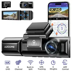 GENERICO - CAMARA PARA AUTOS DASHCAM AZDOME M550 PRO 4K Triple Frontal + Interior + Trasera GPS + WiFi + 64GB