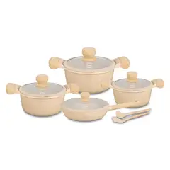 VALESKA - Juego de Ollas de Roca Volcánica 10pzs Crema