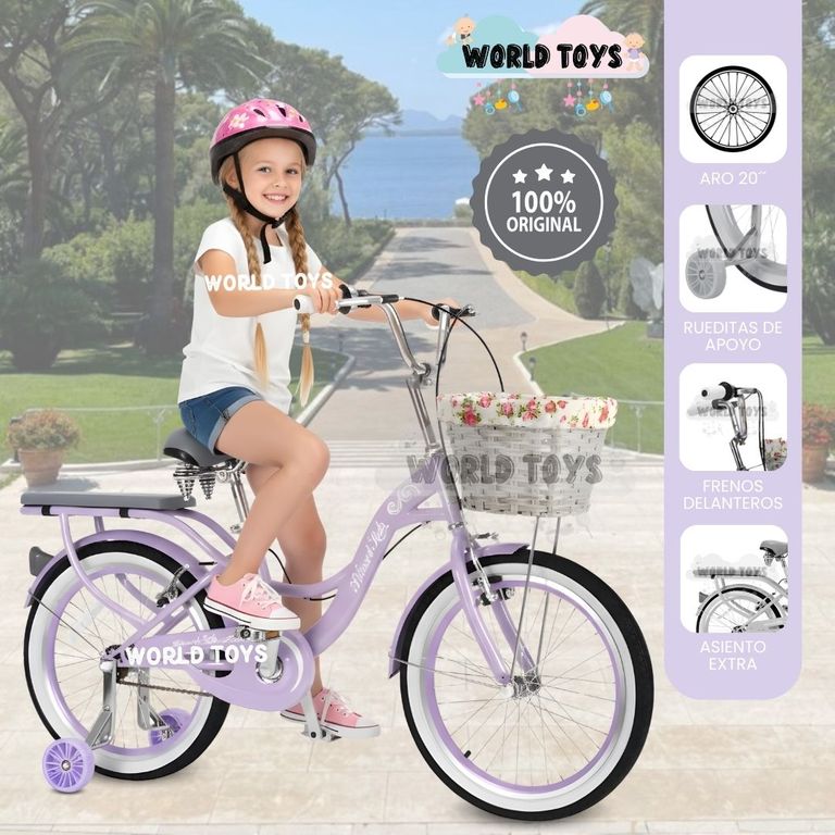 Bicicleta Campera para Niña Aro 20 «BETTY» con Canasta Light Purple