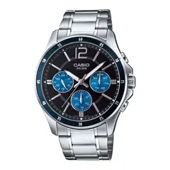 CASIO - MTP-1374D-2AVDF RELOJ PARA HOMBRE PLATEADO AZUL NEGRO - CAS-258