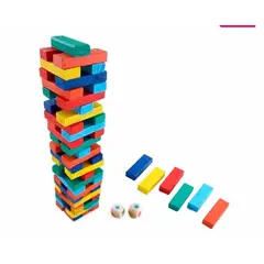 GENERICO - JENGA JUEGODE MEZA CLASICO 50 PIEZAS DE COLORES