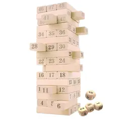 GENERICO - JENGA JUEGODE MEZA CLASICO 58 PIEZAS DE MADERA NATURAL