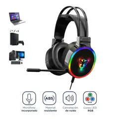 GENERICO - Audífonos Gamer con Luz LED RGB Micrófono y Cancelación de Ruido