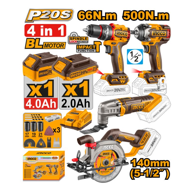 PERCUTOR + LLAVE IMPACTO + SIERRA CIRCULAR + MULTIHERRAMIENTA COSLI241169