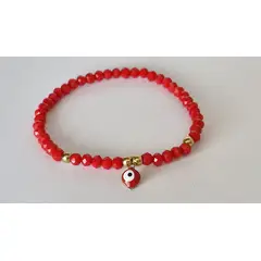 GENERICO - Pulsera Ojo Turco y Murano Rojo