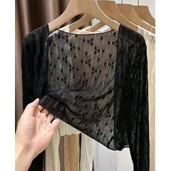ARELYS - Bolero Cardigan Mujer Negro Manga Larga Talla SM