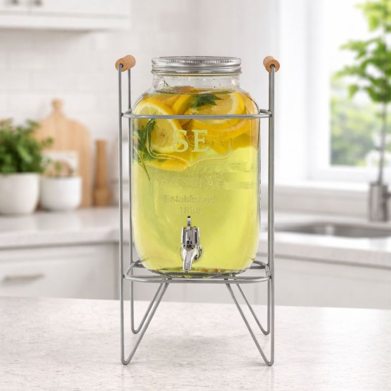 Dispensador de bebidas con rack plateado 4000 ml